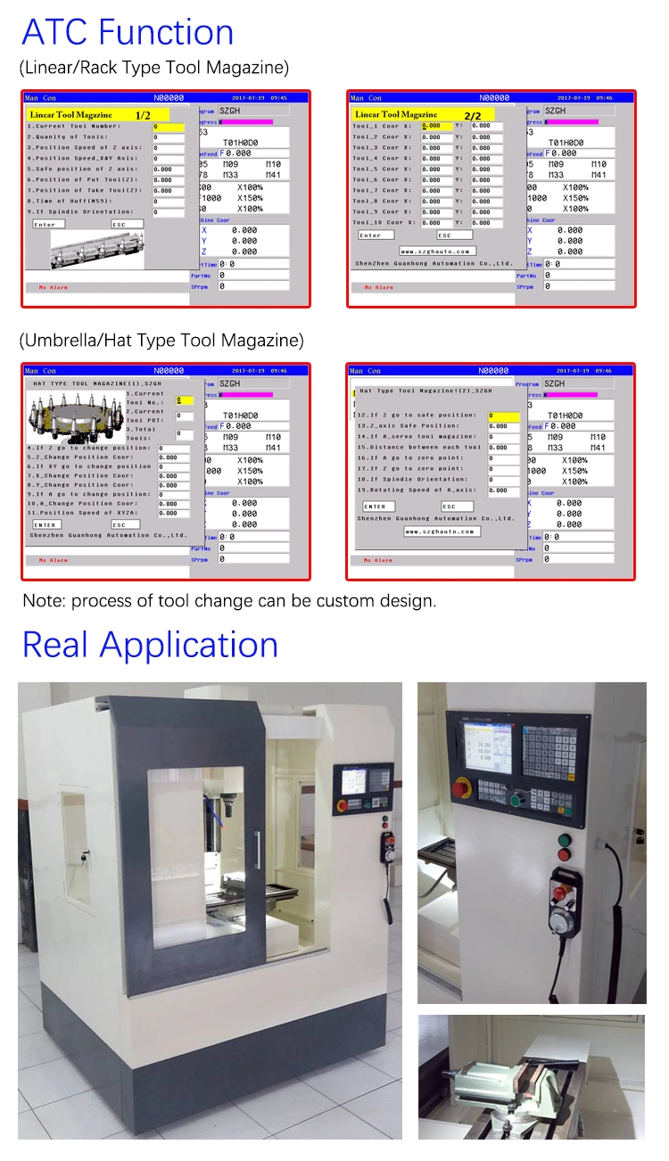 La lectura digital de fresado CNC 3 EJES Controlador de la máquina con ATC 8537101101 64 MB de memoria 400*245*120mm Cn; Gua Hoteles Szgh Controlador de fresado CNC