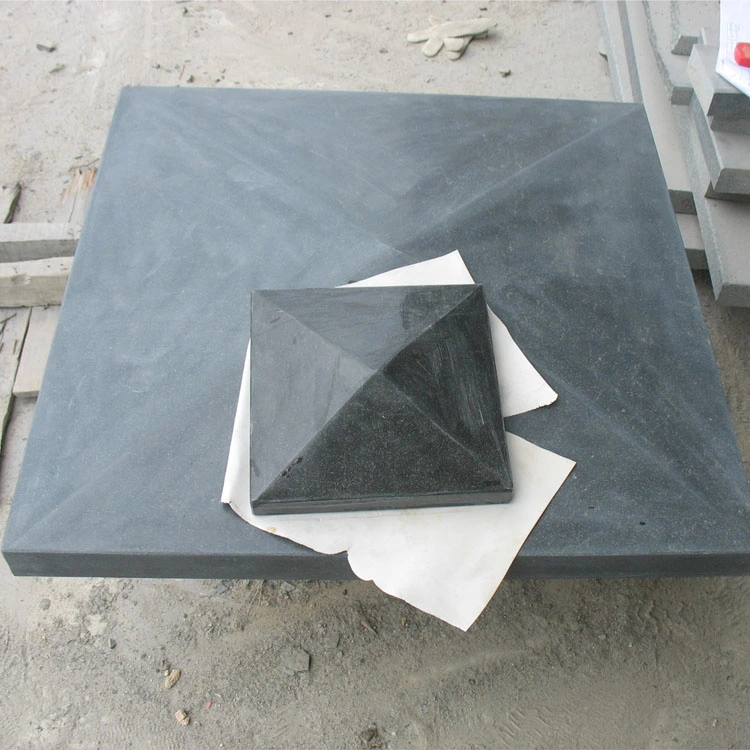 Peaked Shape Honed Finish Black Granite Wall Capping Stone for Patio Projects