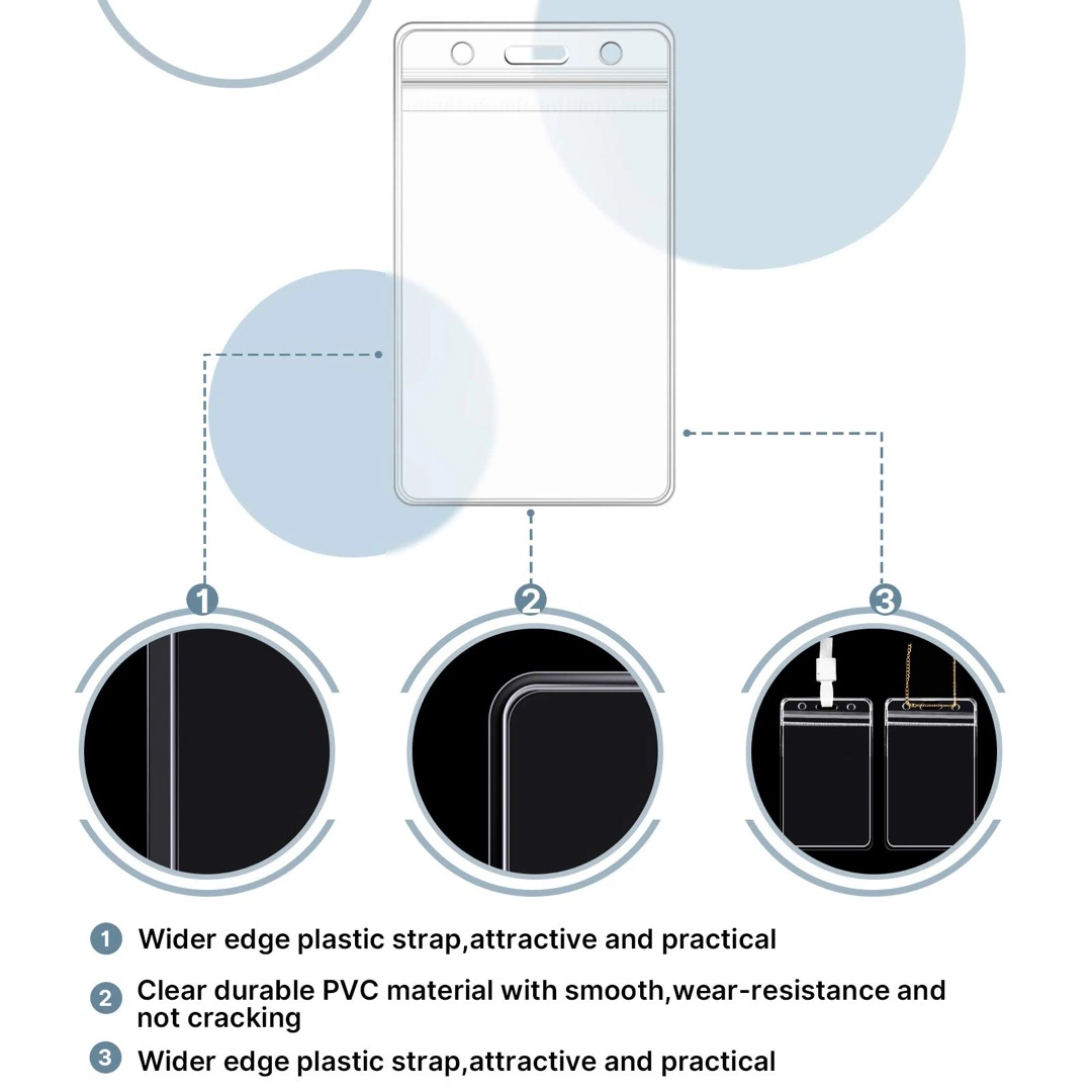 Espessura da Placa de identificação do titular do emblema Titular de cartão de PVC transparente Vertical com sacos impermeáveis tipo zip