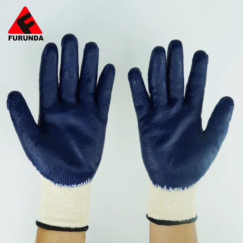 Guantes de seguridad 10g El algodón recubierto de Latex Guantes de trabajo de las arrugas