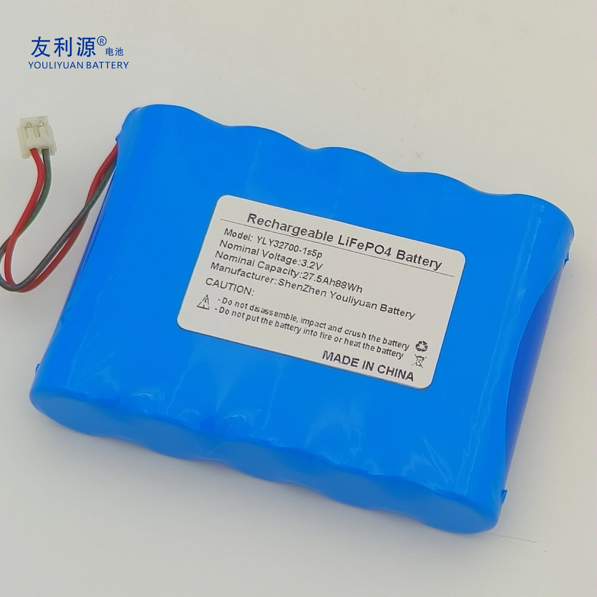 3.2V27.5ah 88wh Rechargeable LiFePO4 Battery Pack with PCM Wires Connector for Solar LED Light/Alarm System/Solar Street Light