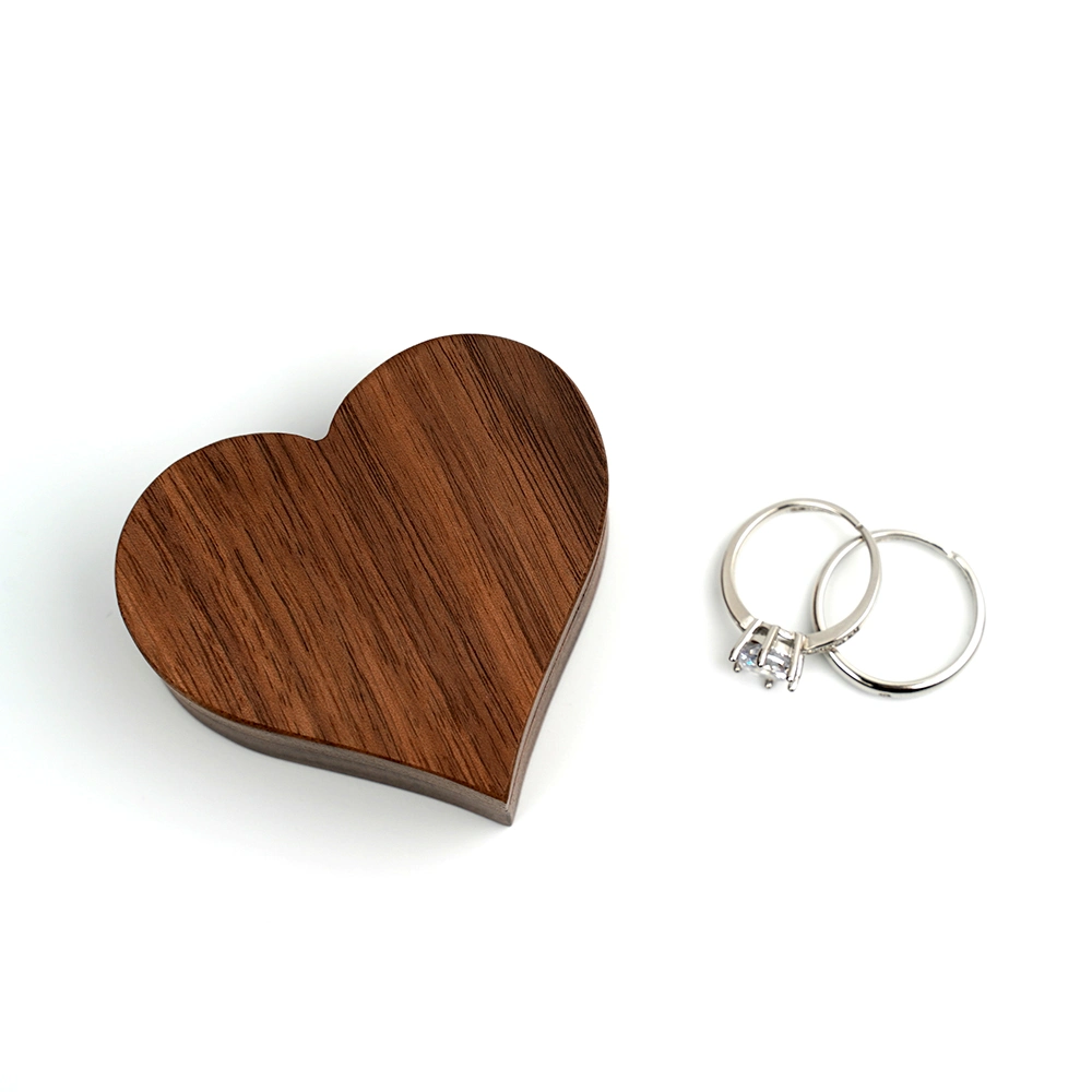 Engagement Ring Box Jewelry Wooden Box Lover Heart Walnut Packaging