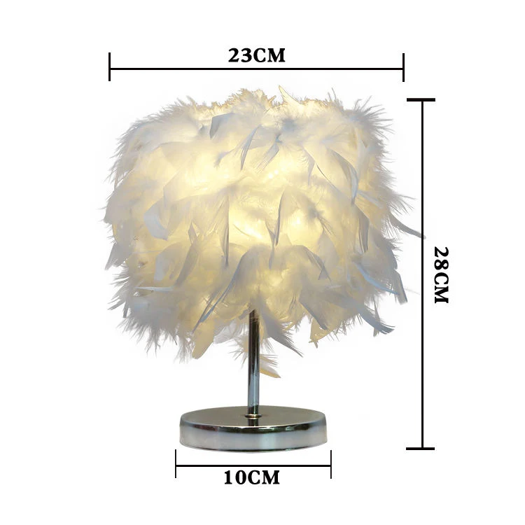 Best Selling Gift European Decoration Feather Indoor Modern Bedroom LED Table Lamp