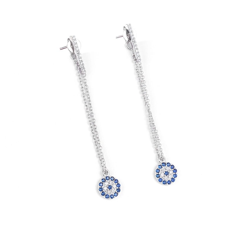 Großhandel Modeschmuck 925 Silber Bunte CZ Evil Eye Ohrring Für die Dame