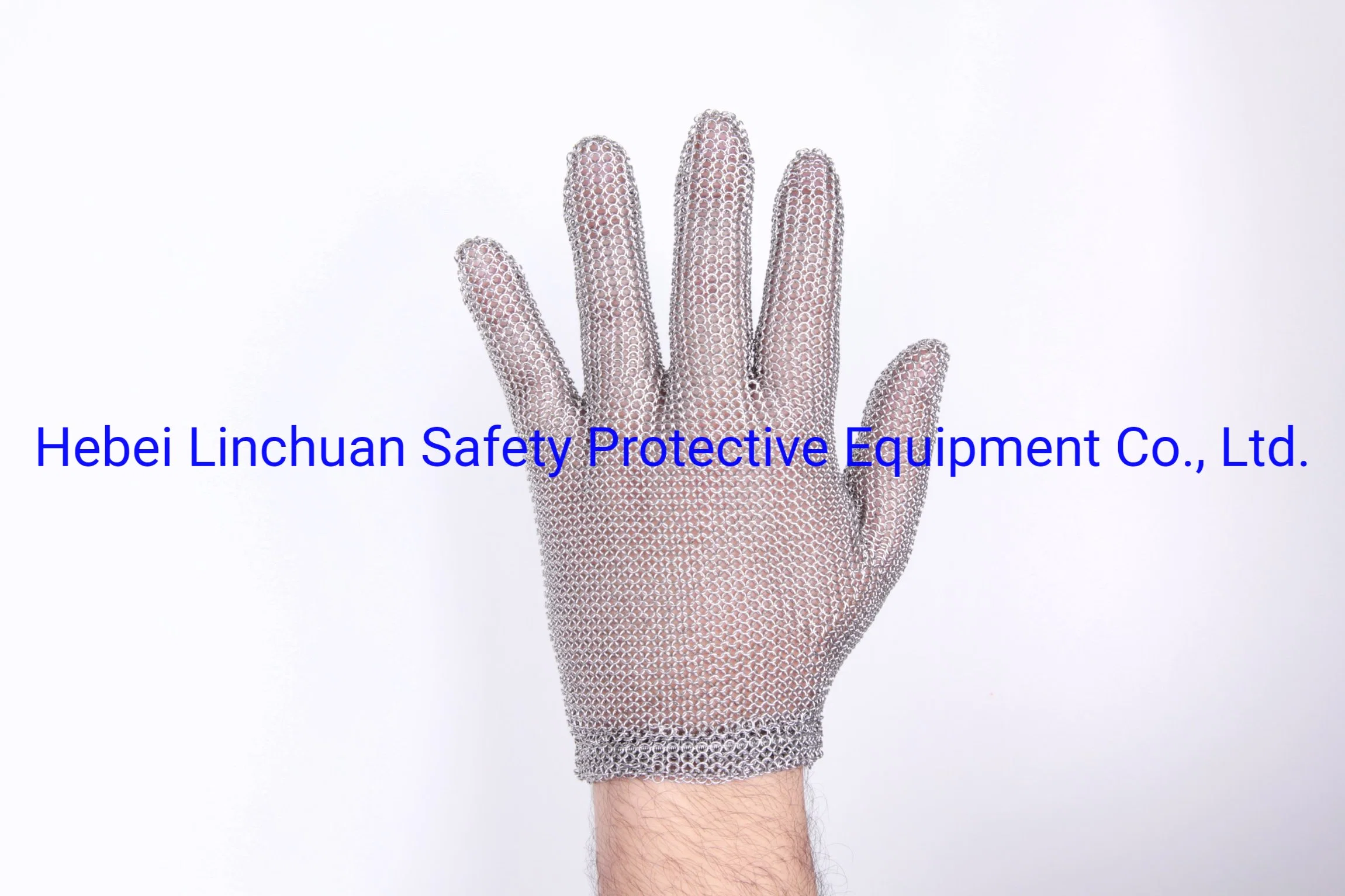 Metal Mesh Glove with Wrist Length Cuff with Wide Spring Strap Comfortable Working Chainmail Glove for Food Processing and Meat Cutting