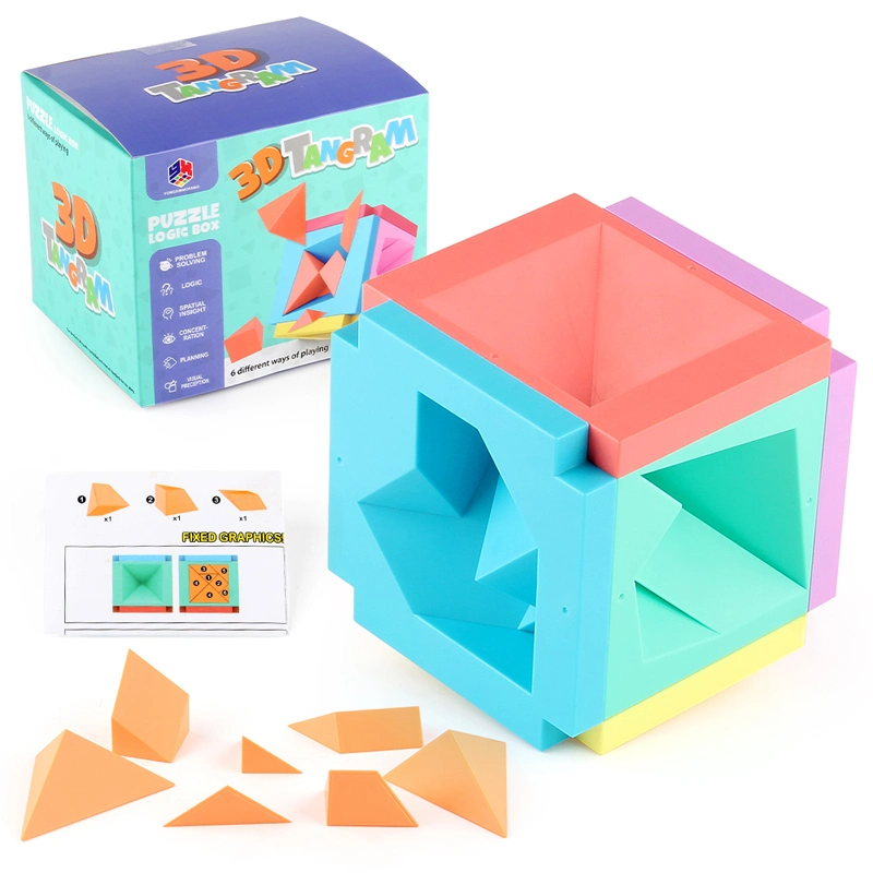3D Raum Spaß Montessori Lernspielzeug Bildung Geometrische Form DIY Puzzle Tangram Puzzle Cube Geistiges Lernspielzeug