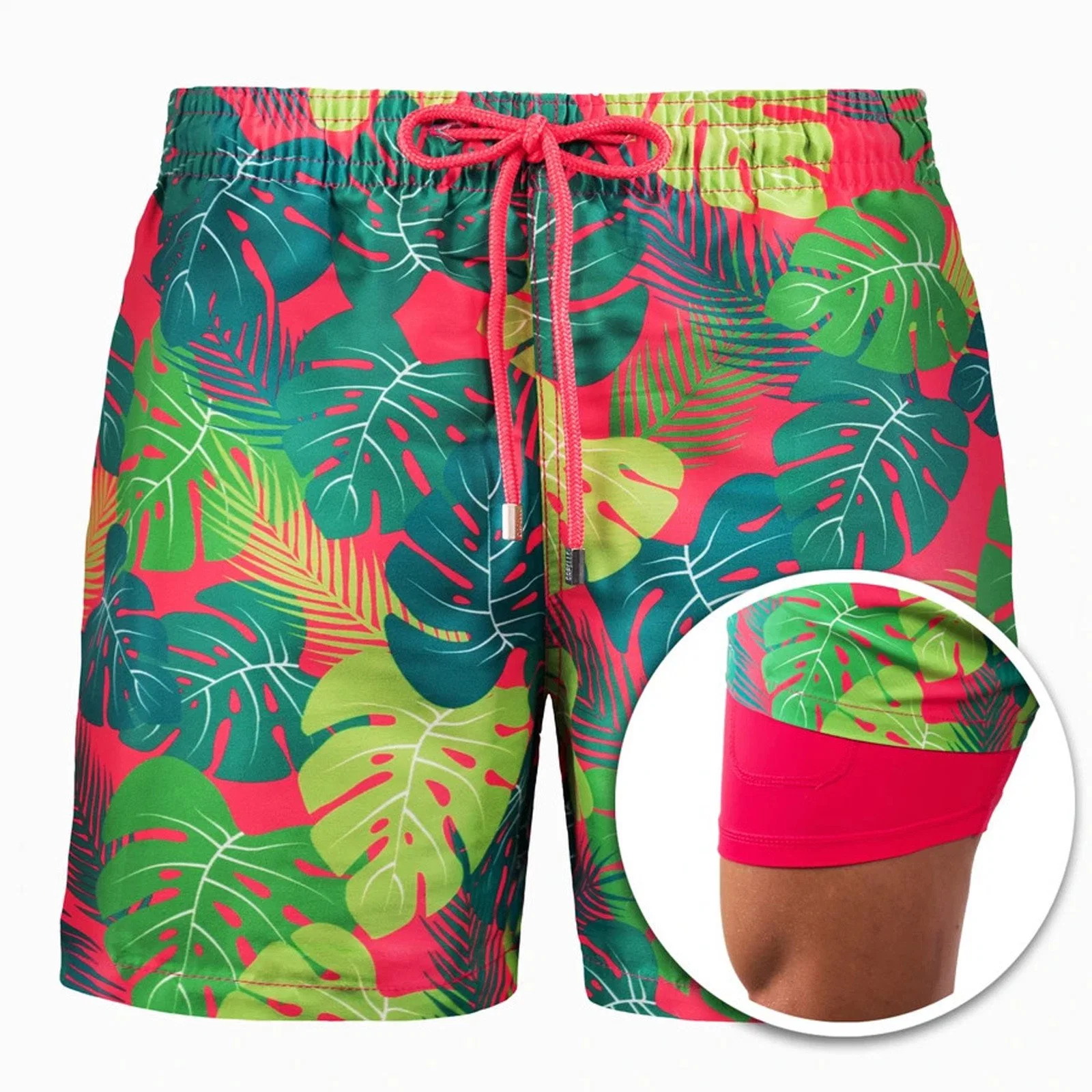 Father and Son Matching Printing Drawing Zipper Pocket Swim Borad Shorts