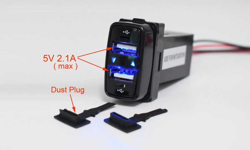 Doble USB puerto doble zócalo de adaptador 5V 4.2A alimentación Cargador de coche en Mitsubishi Grandis Eclipse Galant Lancer Pajero Endeavour