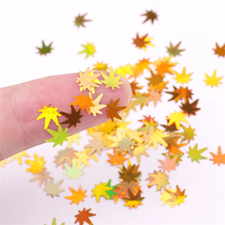 12 Grid Autumn Series Laser Maple Leaf Nail Sequin Stickers Nail Design Accessories