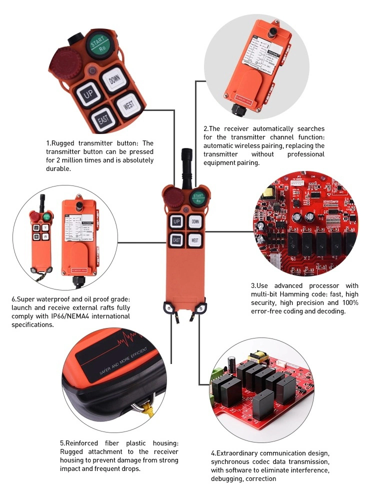 F24-6D Double Speed Tasten Fernbedienung Industrial mit Kabeln Wireless Fernbedienung für elektrischen Hebezeug