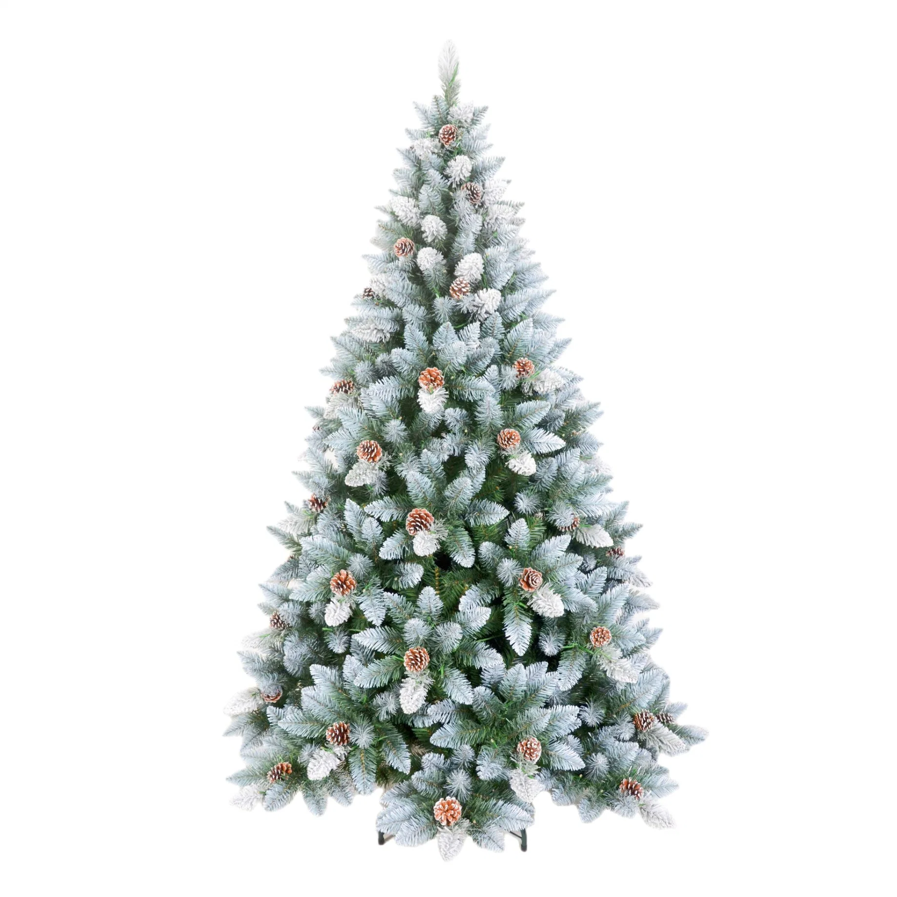 Nuevo diseño de pino blanco de la nieve de PVC PE pre mezclado iluminado árbol de navidad artificial