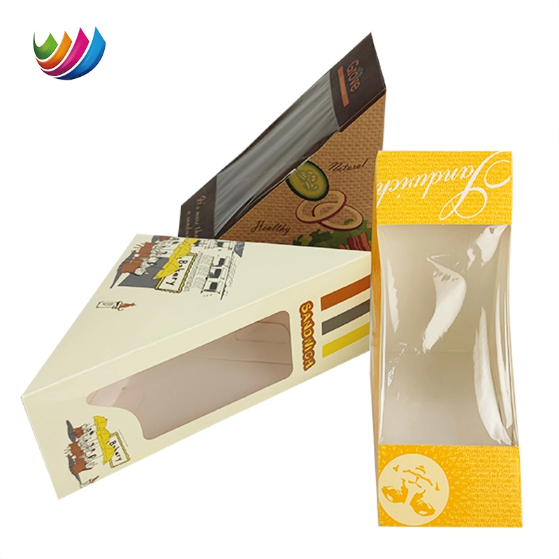 Kraft Paper Disposable Breakfast Lunch Takeaway Food Bread Sandwich Box Wirh Window