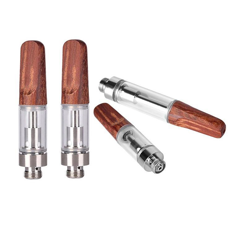 Wood Drip Tips 510 D8 Ceramic Coil 0.5ml/1.0ml Thick Oil Tank Cartomizer Lead Free Disposable/Chargeable Vape Pen Cartridge