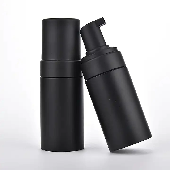 New 100ml 150ml 200ml Pet Matte Surface Face Cleanser Liquid Plastic Foam Soap Cosmetic Skincare Bottle Black White Foam Bottle