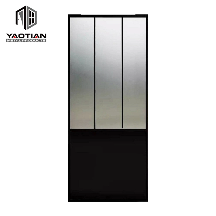 Heavy Duty contemporáneo de vidrio templado pintado de negro personalizada puerta interior