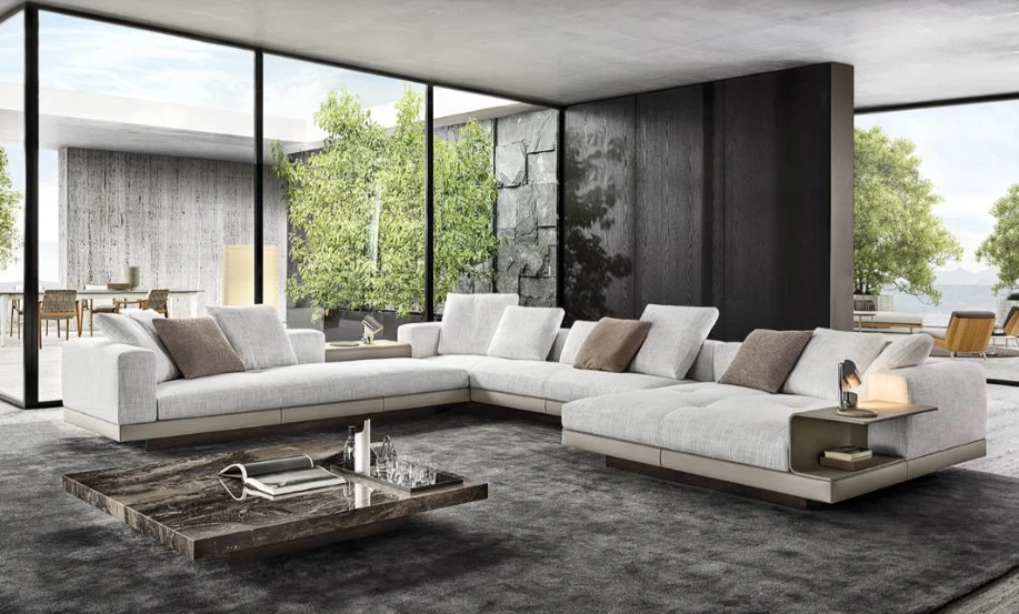Casa moderna Furnture Seccional de Tela personalizada sofá salón sofá 7 plazas de lujo en un sofá en forma de L