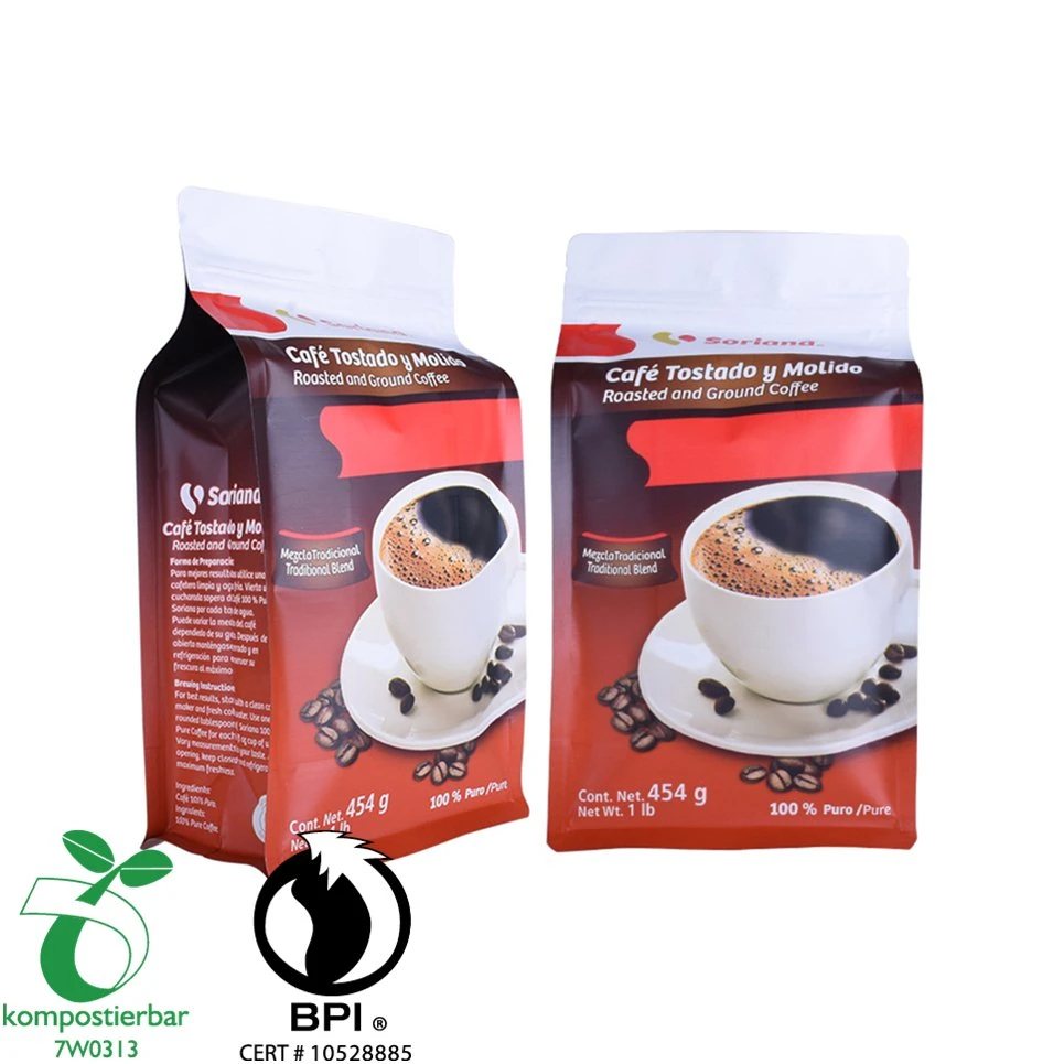 Block Bottom Coffee Bag Plastics Material with Customized Printing