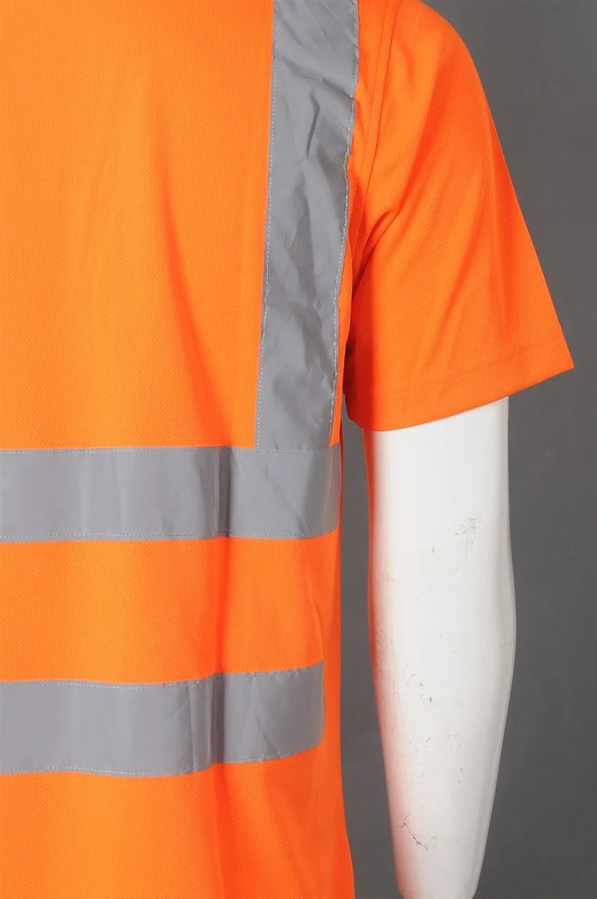 Orange Hi Vis Polo camisa reflectante de alta visibilidad Ropa de trabajo Ropa camisetas de Seguridad 100% algodón con aflojar la camisa de manga larga colocar