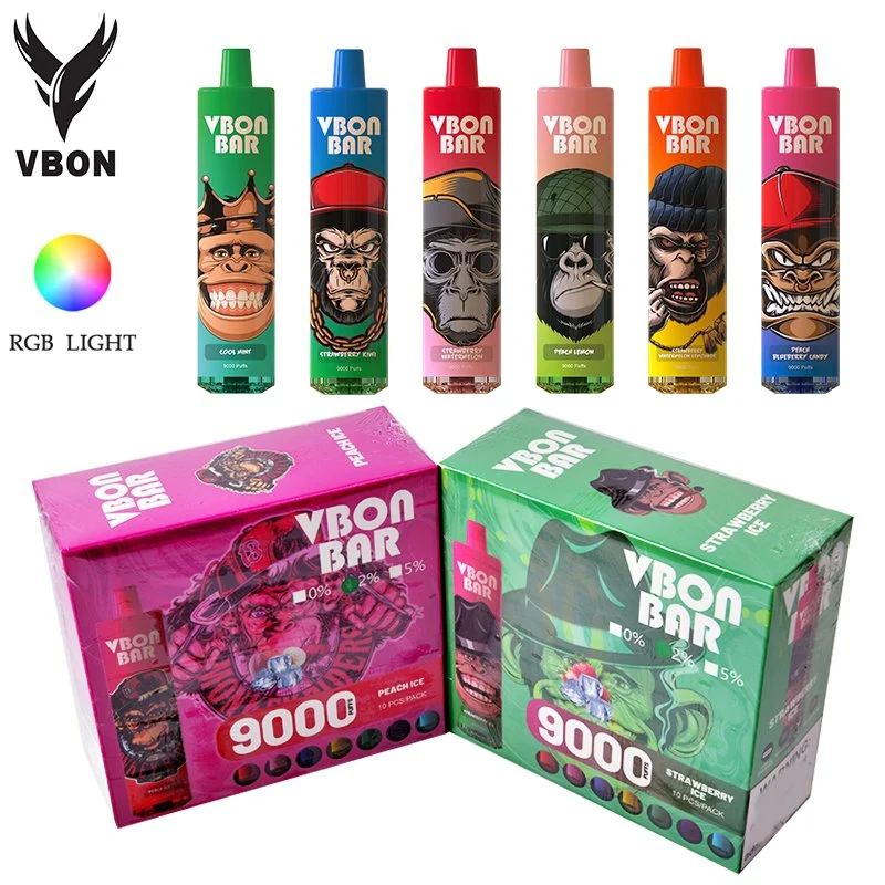 Cartouche de batterie Vbon Bar 9000 Puffs RVB 600 mAh de bonne qualité Préchauffer la cassette