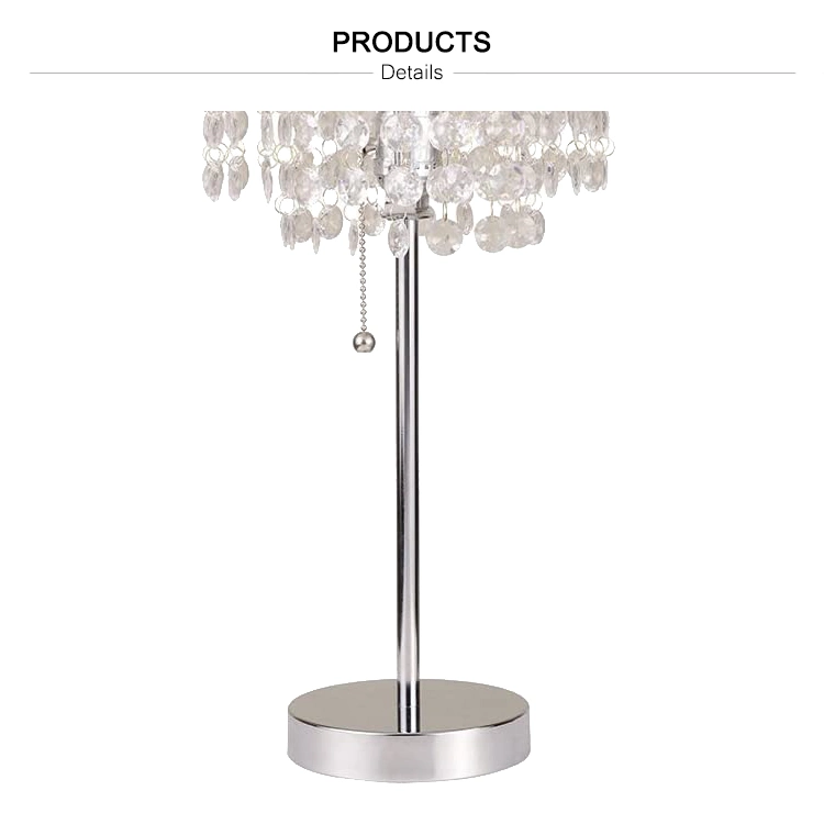 Exemple gratuit E27 fer Crystal Bed Side Bar conception bon marché Table moderne lampe argent