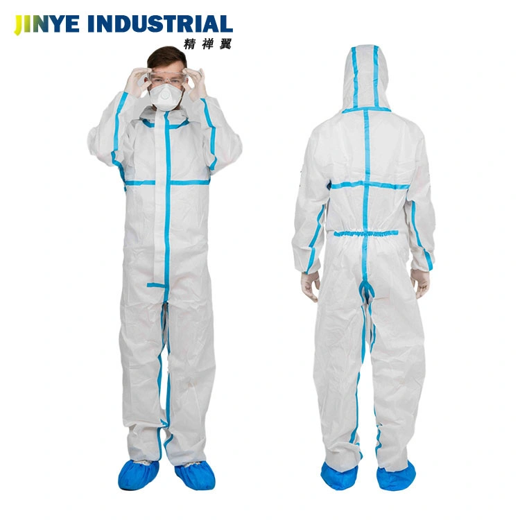 Type 5/6 Non Woven Protection Coveralls Light Disposable Safety Coverall Hazmat PPE Suit