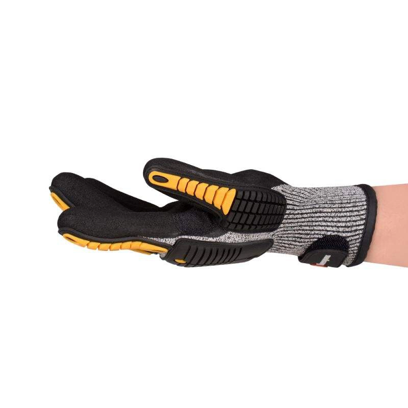 Niveau 5 prix d'usine Anti résistant aux coupures de sable enrobés de nitrile TPR GANTS Anti Impact mécanicien Logo personnalisé