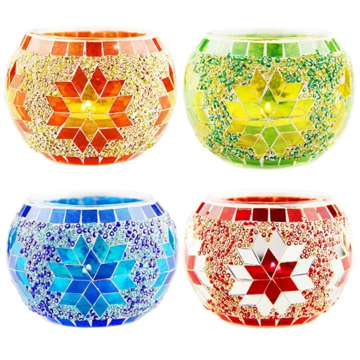 Christmas Decoration Candle Jar Mosaic Four-Color Suit Gift Package Candle Holders