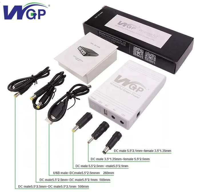 Wgp Keep Wi-Fi Power on 5V 9V 12V DC Rechargeable Battery Backup 10000mAh UPS for WiFi Router