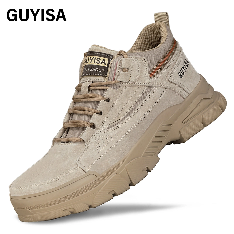 Guyisa Outdoor Fashion Safety Shoes Wear-Resistant Rubber Sole Anti-Puncture Steel Toe Safety Shoes