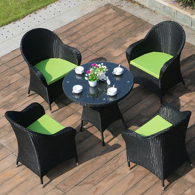 Outdoor Tables and Chairs, Outdoor Patio Tables and Chairs, Waterproof and Sunscreen, Outdoor Rattan Anticorrosive Wooden Tables and Chairs, Villa Rattan Tables