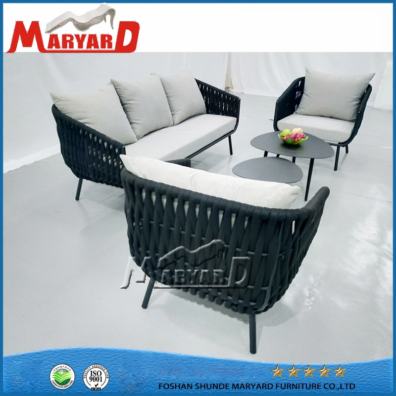 Luxury Hotel Garden Aluminum Rope Sofa Set Outdoor Furniture with Table