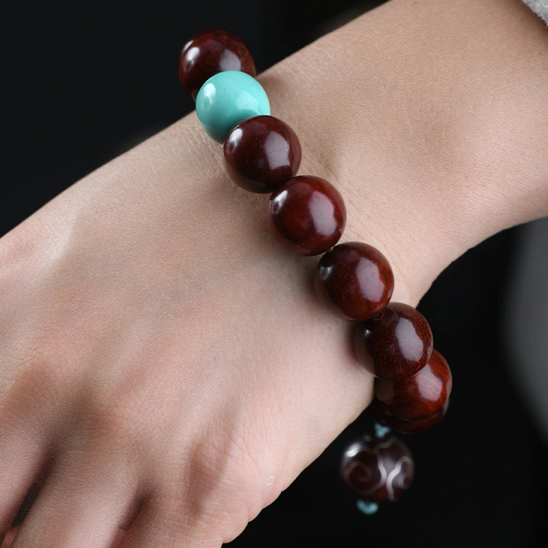 Small Leaf Rosewood Inlaid Silver Bracelet Business Gift Wholesale/Supplier