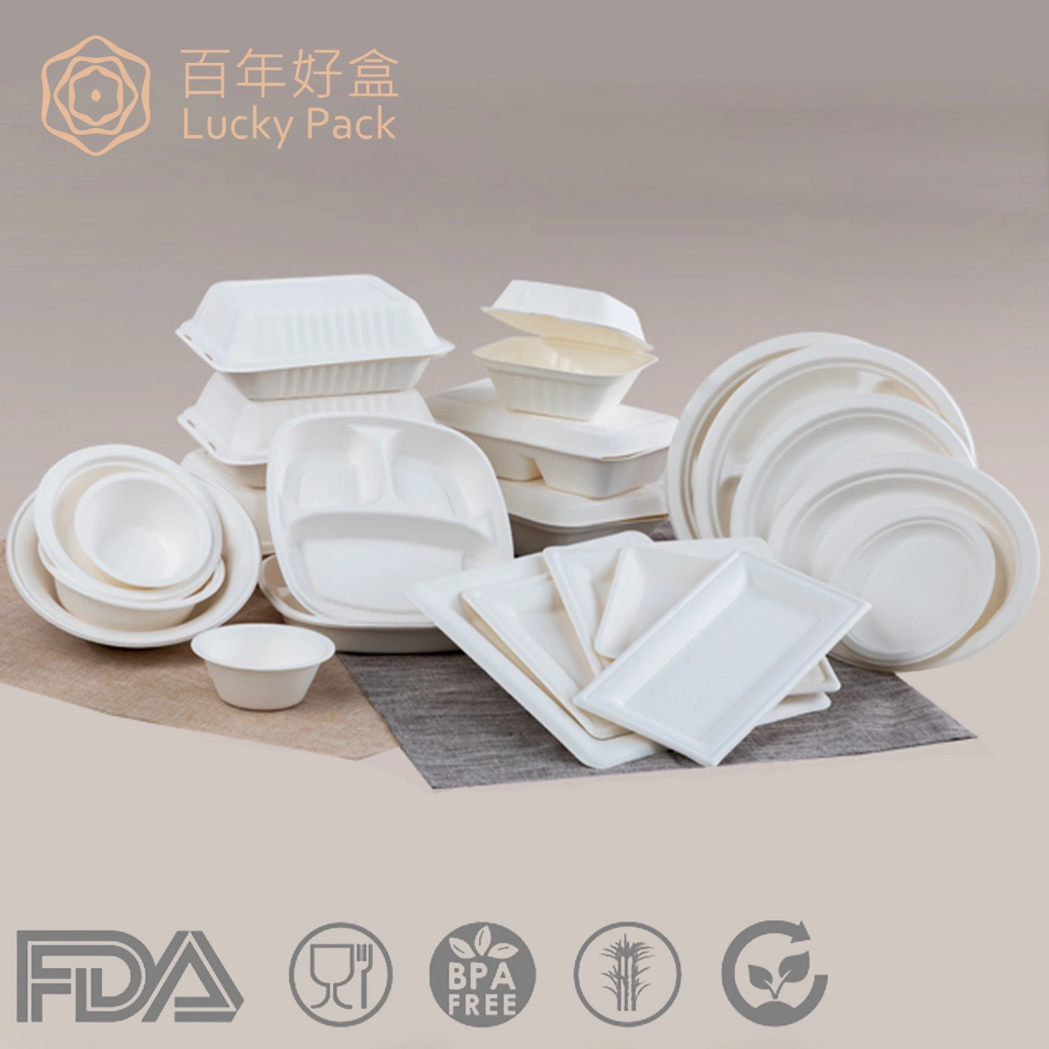 Compostable Disposable Sugarcane Bagasse Food Packaging Biodegradable Tableware