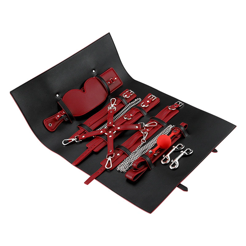 Sexy SM cuir servitude Kit avec sac Fetish BDSM adulte Jouets menottes collier masque de l'œil trousses de bâches pour couples hommes Femmes