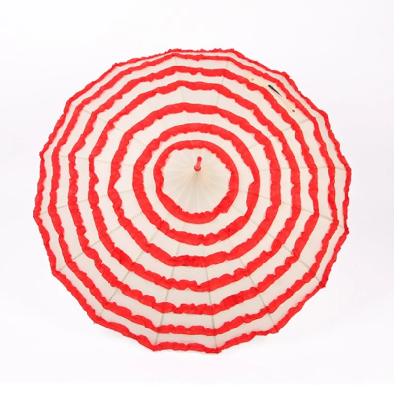 Commerce de gros 16K Fashion Mesdames Rouge Blanc Slim Stick parapluie avec la Pagode de l'arbre de forme et de trappe romantique