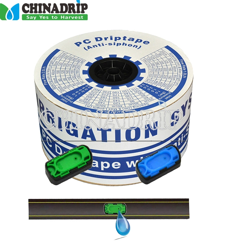 Sistema de riego Cinta de goteo autorregulable con compensación de presión y sistema de riego subterráneo con anti-sifón.