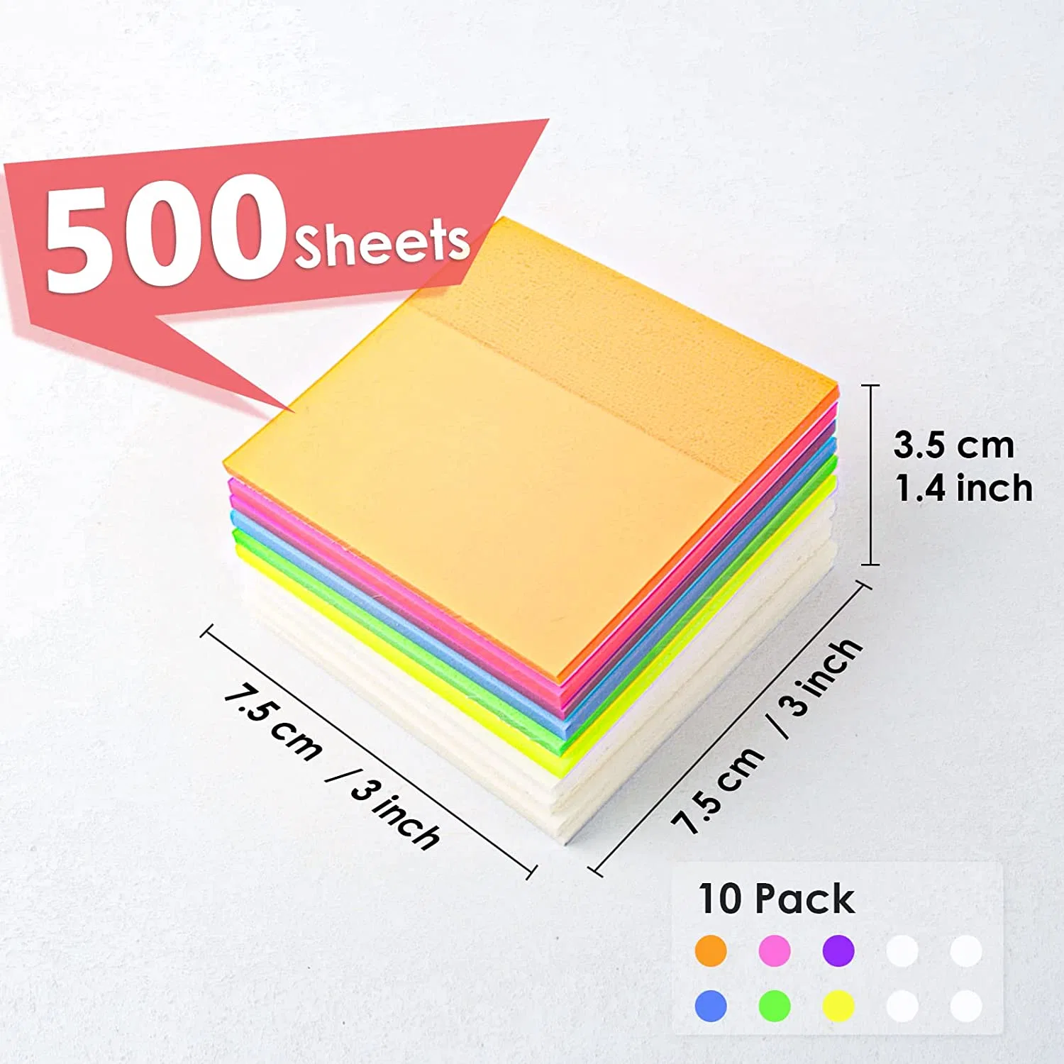 Wholesale/Supplier Transparent Sticky Notes-Miutme 500 Sheets Waterproof Translucent Color Memo Pad 3 X 3 Inch