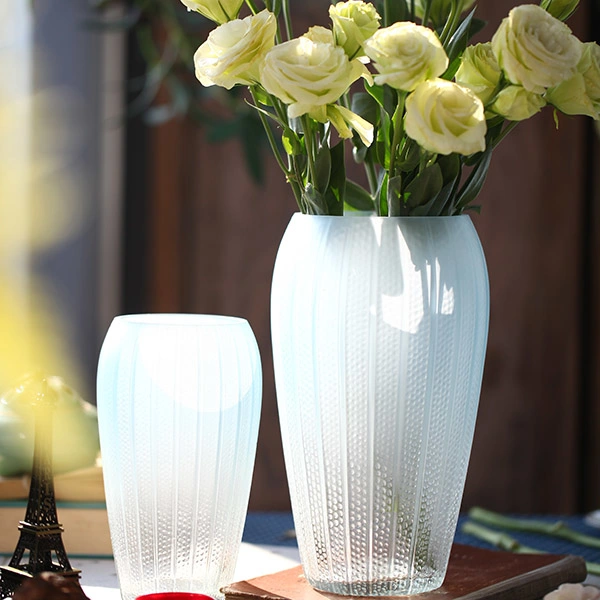 Printed Gradual Change Color Glass Flower Vase for Decor Farmhouse