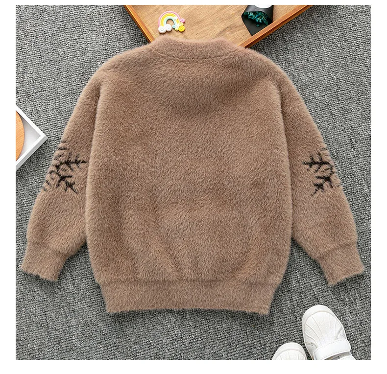 Winter New Imitation Velvet Christmas Boy Warm Sweater Children's Clothing