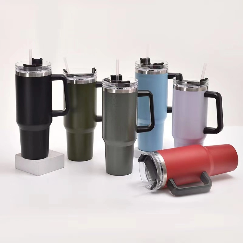 Seaygift New Adventure Quencher Vacuum Metal Cup 40oz Stainless Travel Mug Insulated Handle Tumbler with Lids and Straw