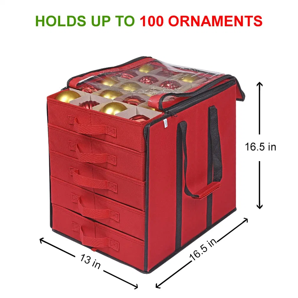 Christmas Ornament Storage Boxes Holder Keeps 100 Holiday Ornaments Durable Storage Box