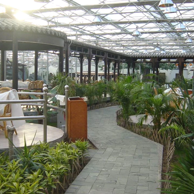 Film/Glass/Ecological Greenhouse with Hydroponic Pipe System/Restaurant for Pepper/Eggplant/Cucumber/Tomato/Cherry/Lettuce