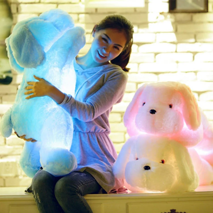 Colorful Glowing Dogs Luminous Stuffed Animal Plush Baby Soft Toys LED Light up Dogs Plush for Kids Toys