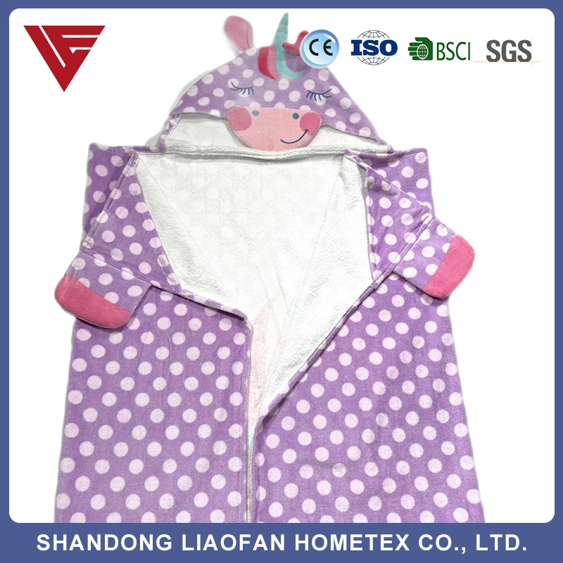 Wholesale/Supplier Custom High quality/High cost performance  Sand Free Surf Swim Quick Dry Cartoon Print Kids Beach Hooded Poncho Towel