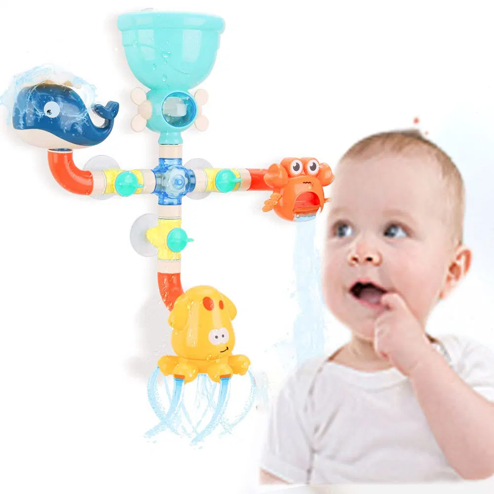 Baby DIY Pipes Tubes Bath Wall Toy Waterfall Fill Spin and Flow Bath Toys Bathtub Toys for 2 3 4 Year Old Kids Fun Birthday Gift