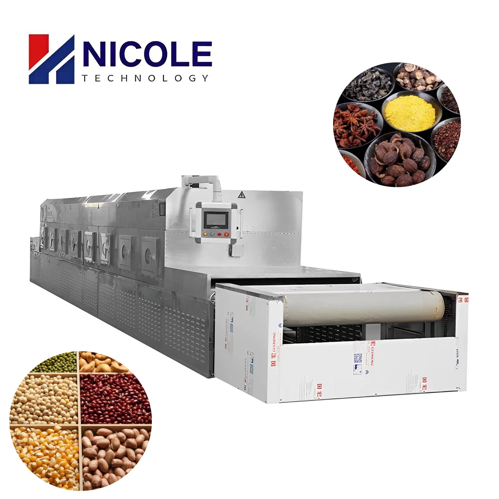 Industrial Stainless Steel Microwave Continuous Food Tunnel Belt Drying Machine