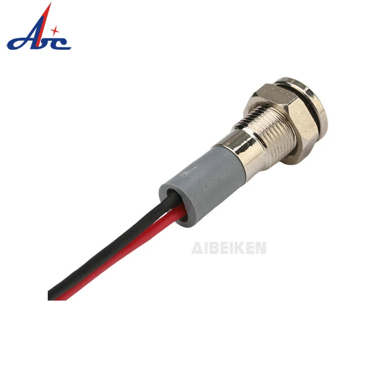 12V 24V Stainless Steel 6mm Flat Head Indicator Light Metal Signal Lamp DOT LED Pilot Lamp with 150mm Wire Cable