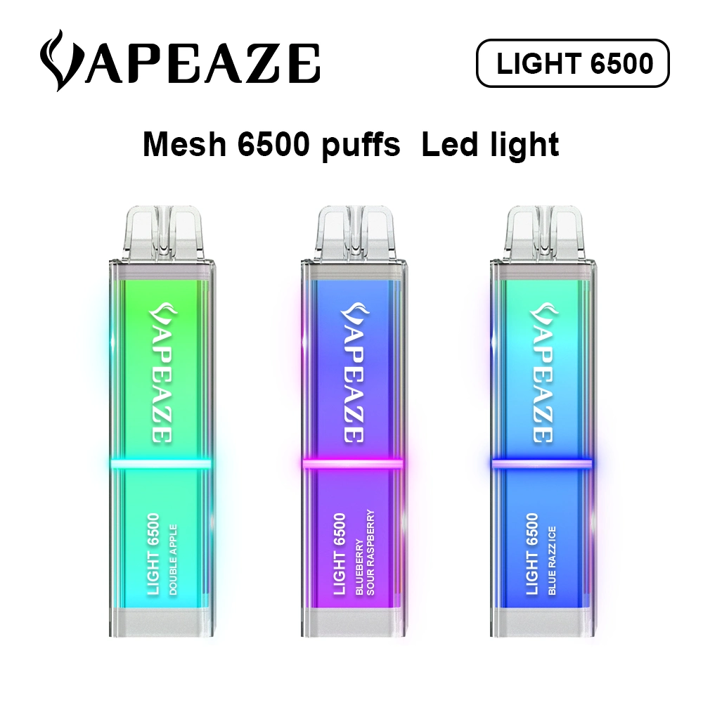 Nuevo diseño 6500 Puffs con LED Luz recargable VAPE Pen Precio de fábrica al por mayor con Fivors Multi Frutas TPD en Stock Vaporizador desechable