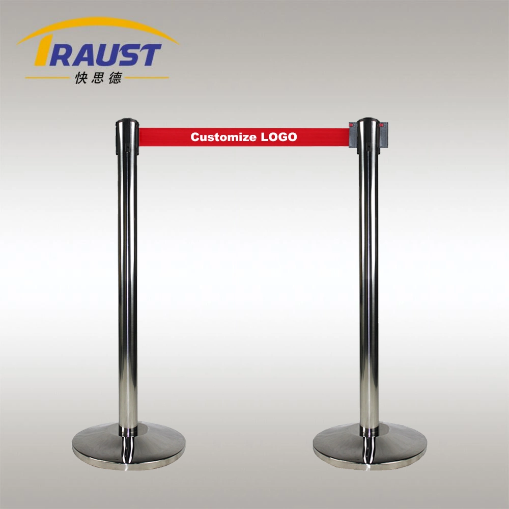 Airport Stainless Steel Retractable Belt Pole, Stretch Belt Barriers Queue Stanchion