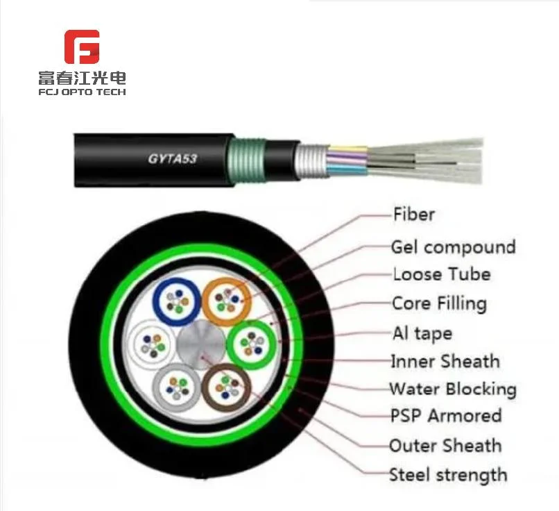 مصنع Fcj دفن FTH كابل بصري سلك GYTA 96 قلب للاتصال